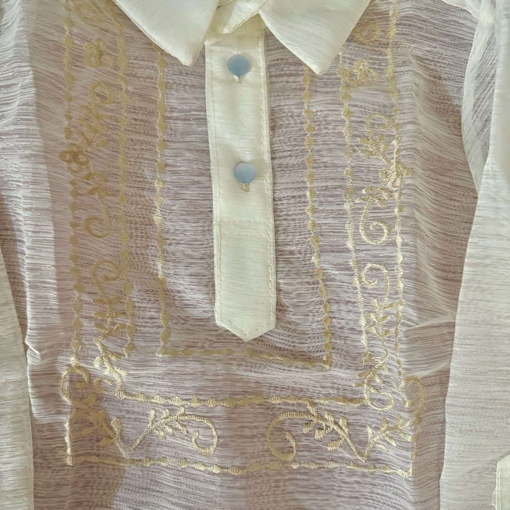 Kids Cream Barong Tagalog Shirt - Picture 12 of 15